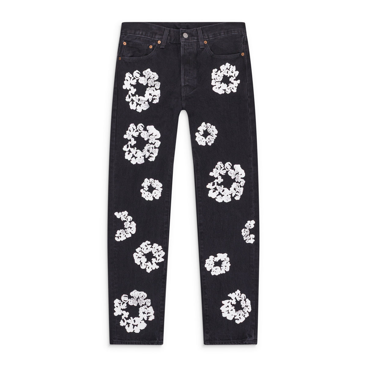 Black Cotton Wreath Jeans