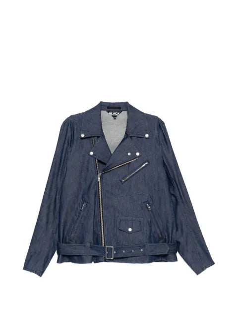 Black Comme Des Garçons belted biker-style denim jacket