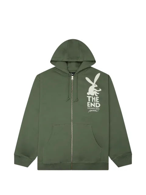 BY PARRA End The Bunny graphic-print zip-up hoodie