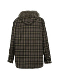KAMIYA  faux-fur-trim hooded check overshirt