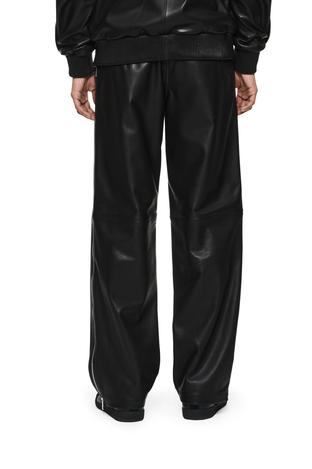 Leather Side Zip Track Pant
