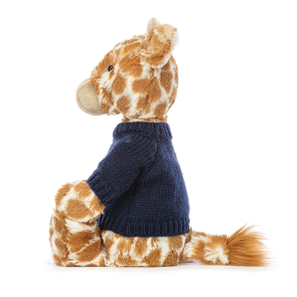 Bashful Giraffe with Personalized Navy Jumper
