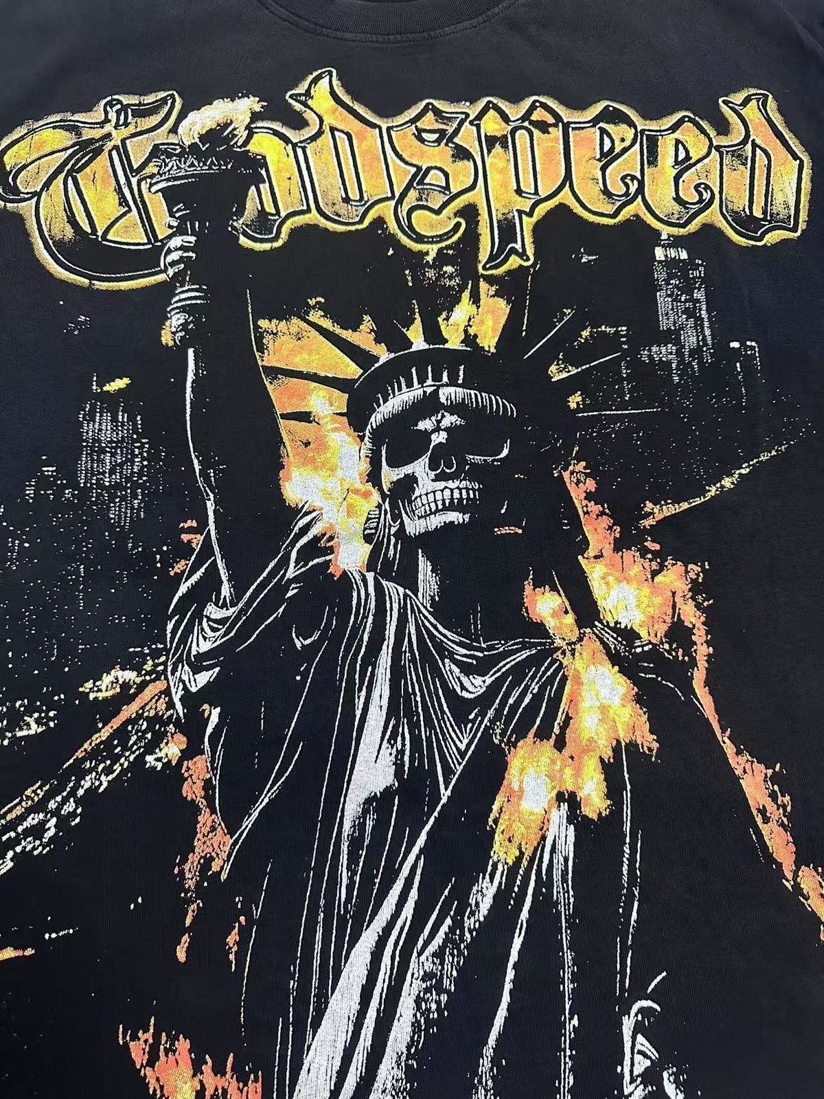 Godspeed Washed Black Statue Graphic T-Shirt