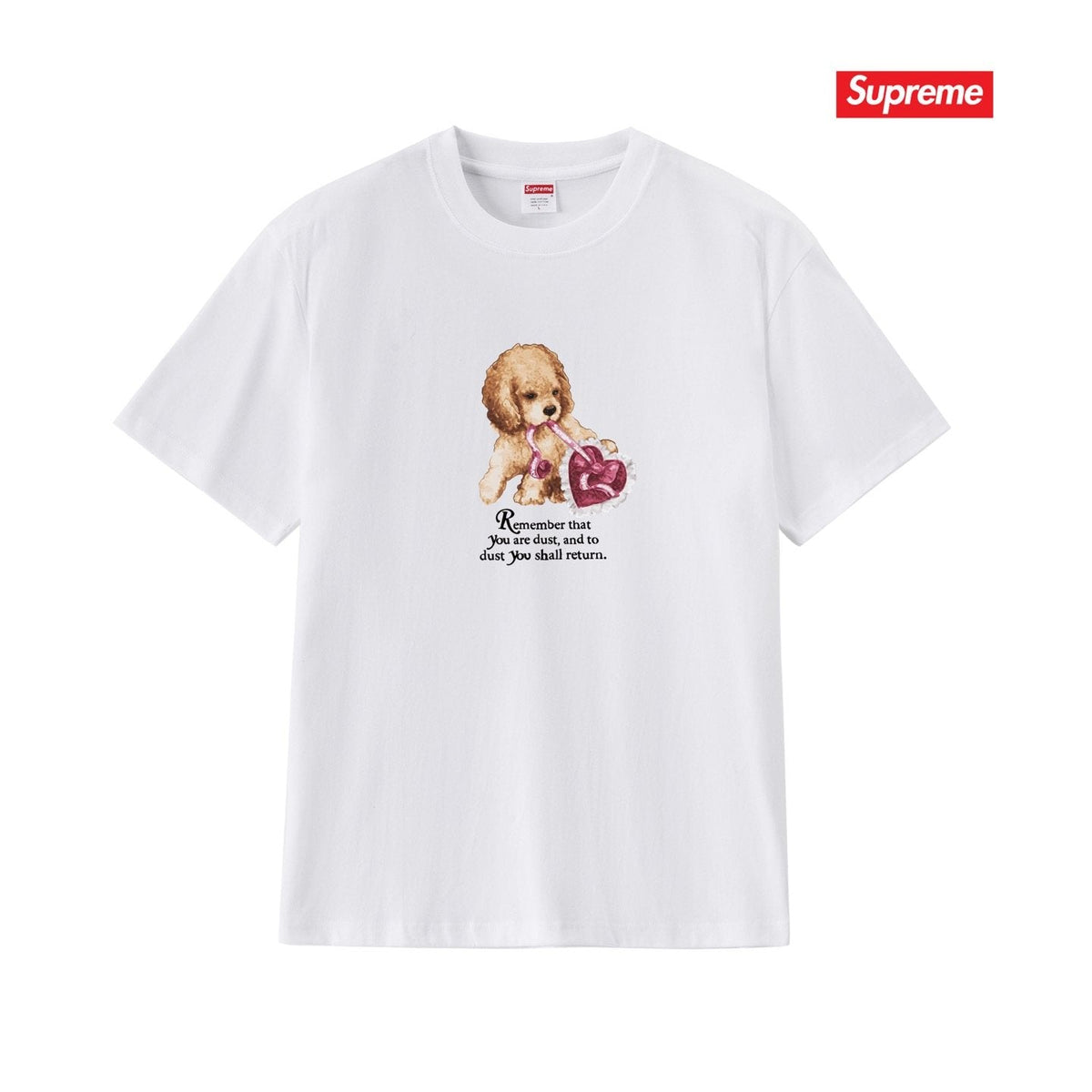 Supreme Dog and Heart Graphic T-Shirt