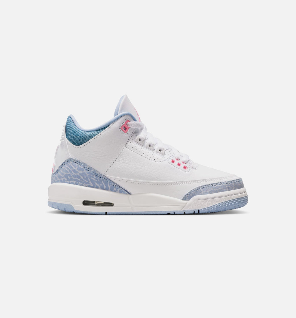 Air Jordan 3 Retro Cobalt Bliss Grade School Lifestyle Shoes - White/Cobalt Bliss/Football Grey/Pink Glow
