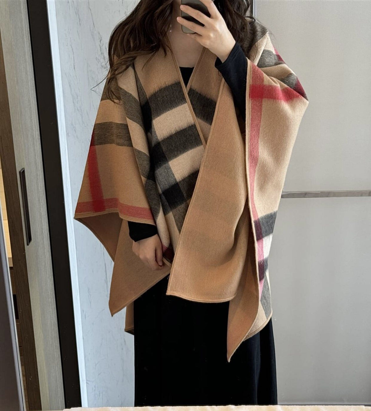 Burberry Camel Plaid Poncho