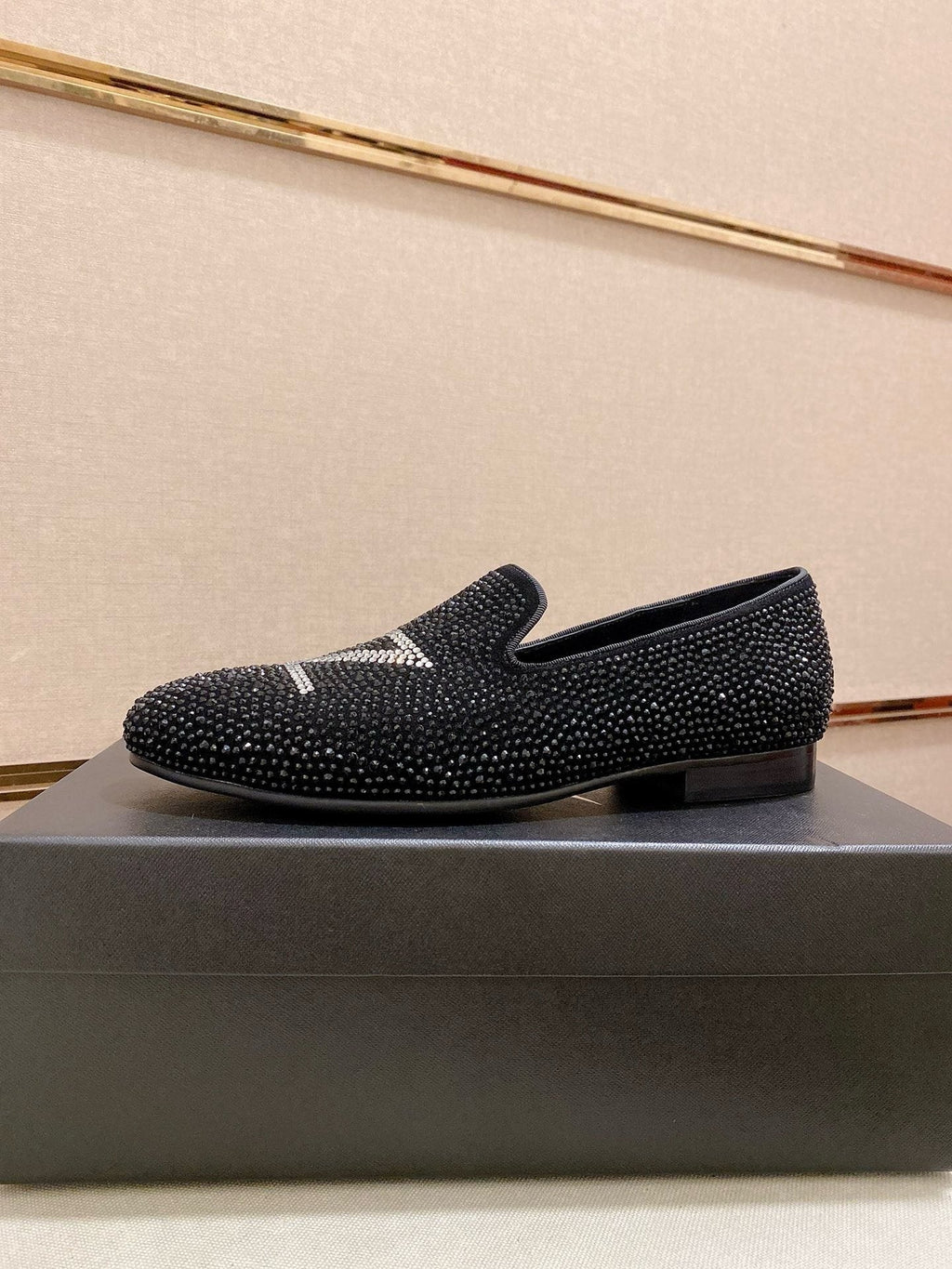 Giuseppe Zanotti Men's Black Rhinestone Loafers