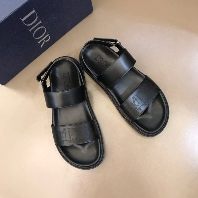 Dior Men's Black Two-Strap Slingback Sandals