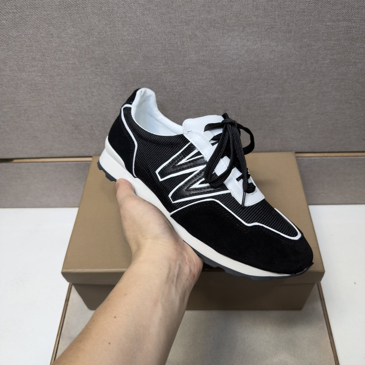 J.M. Weston Men's Black and White Panel Sneakers