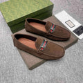 Gucci Brown Web Stripe Loafers