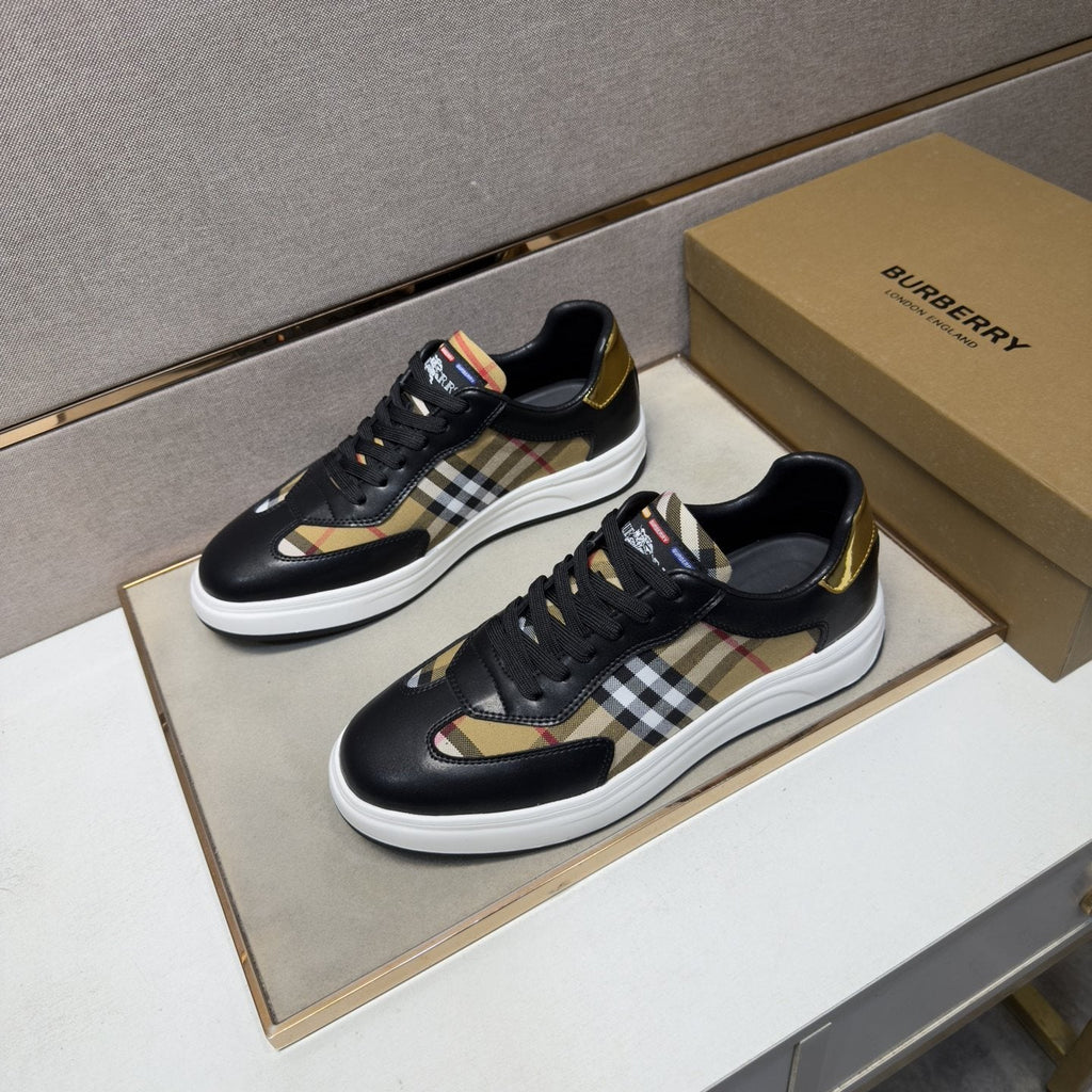 Burberry Plaid-Panel Low-Top Sneakers