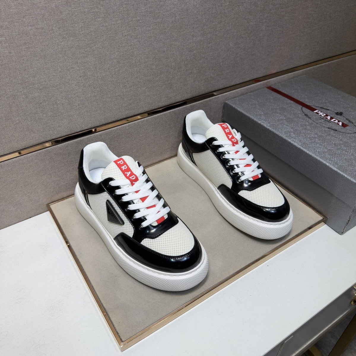 Prada Men's Mesh Panel Low-Top Sneakers