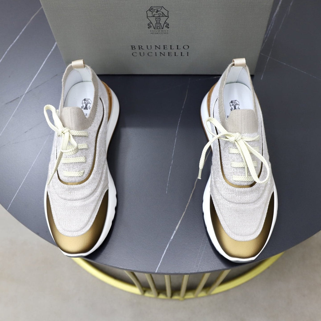 Brunello Cucinelli Low-Top Lace-Up Sneakers - Layered Upper With Contrast Detailing