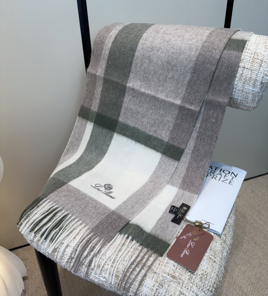 Loro Piana Fringed Plaid Scarf