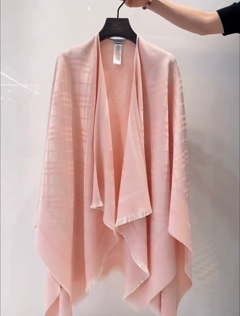 Fringed Check-Inspired Shawl