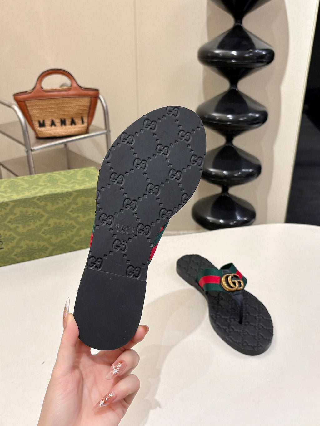 Gucci Striped Thong Sandals