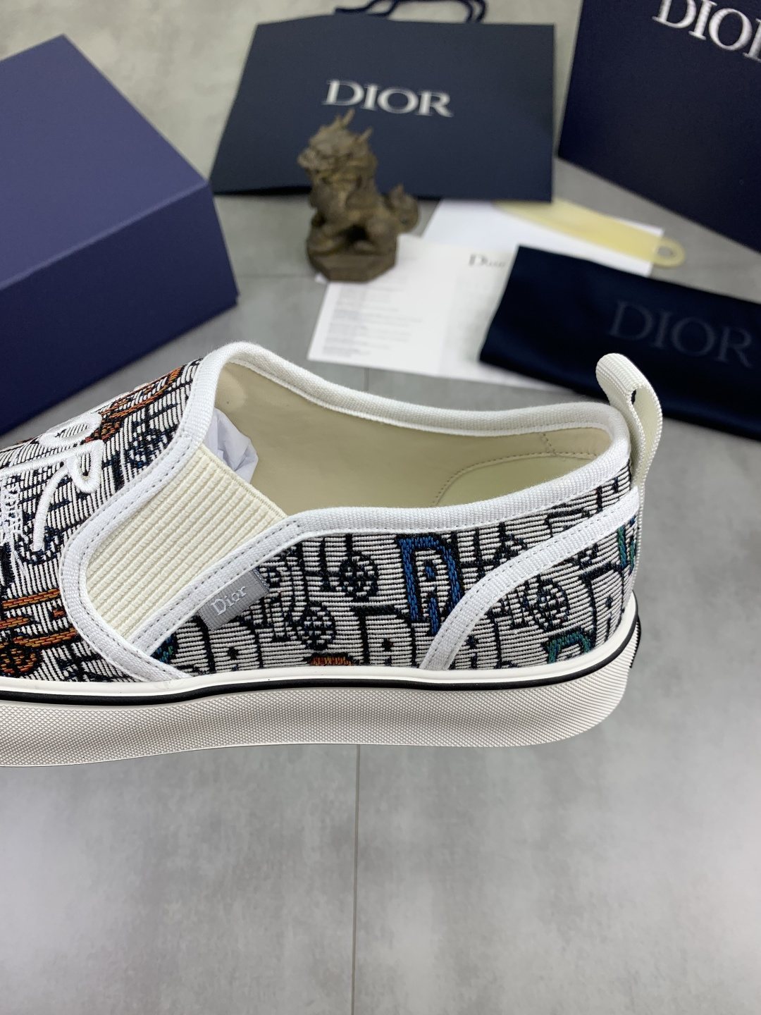 Dior Navy Patterned Slip-On Canvas Shoes