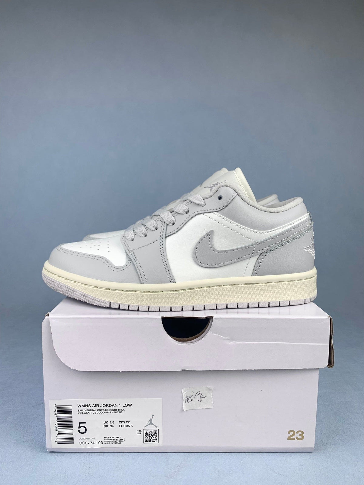 Air Jordan 1 Low White/Grey Unisex Sneakers DC0774-103